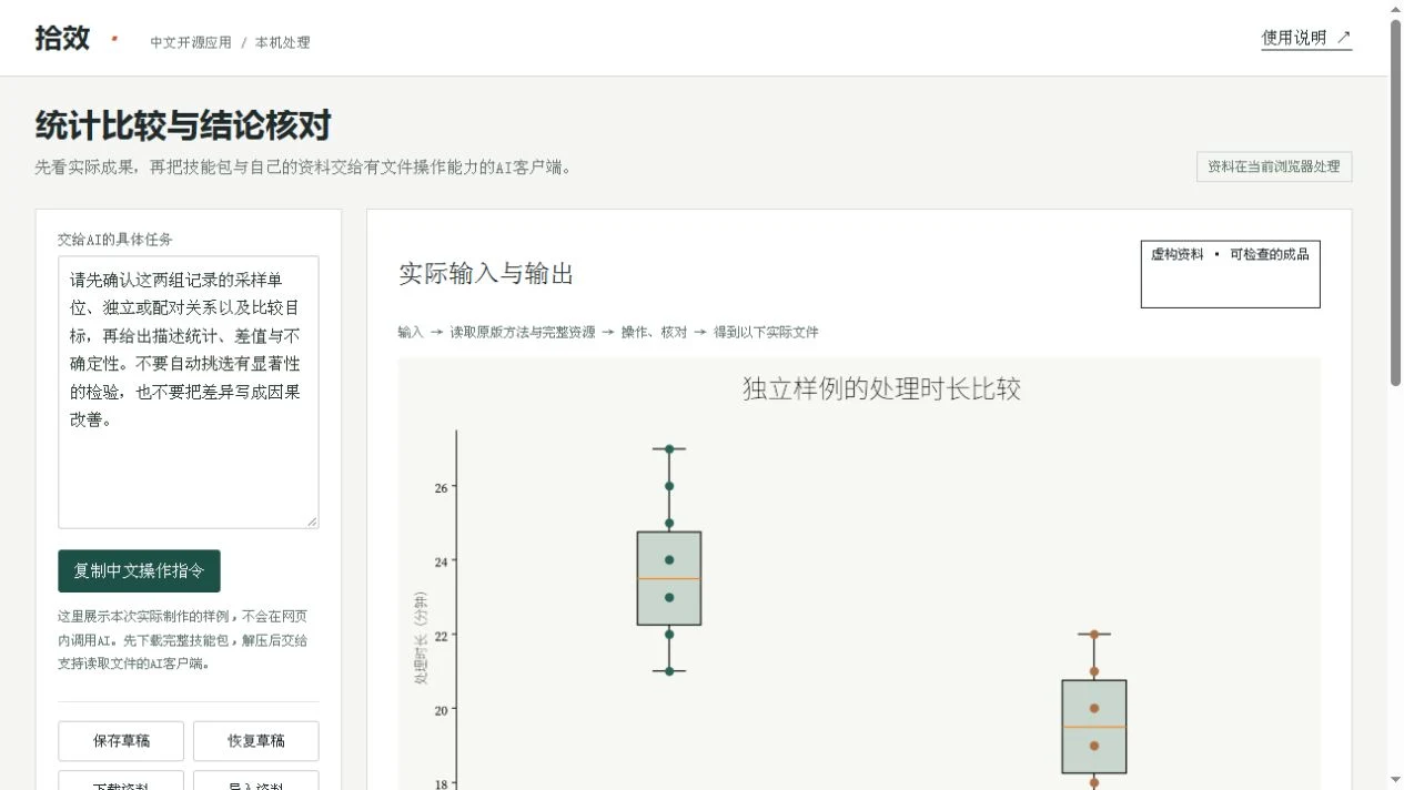 统计比较与结论核对用途示意