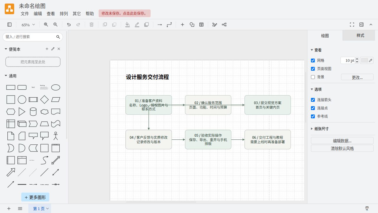 流程与白板 · 完整中文图形应用预览