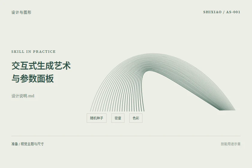 交互式生成艺术与参数面板用途示意