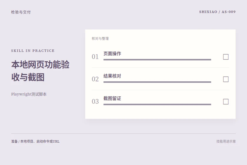 本地网页功能验收与截图用途示意