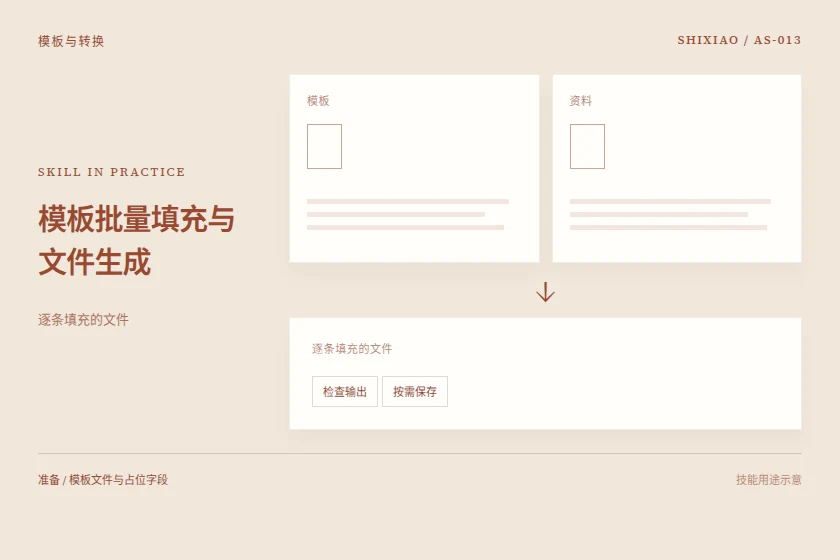 模板批量填充与文件生成用途示意