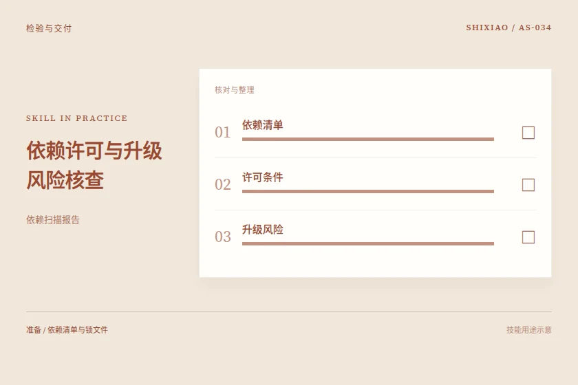 依赖许可与升级风险核查用途示意