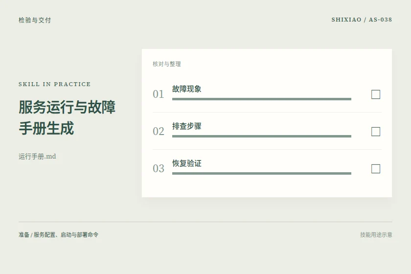 服务运行与故障手册生成用途示意