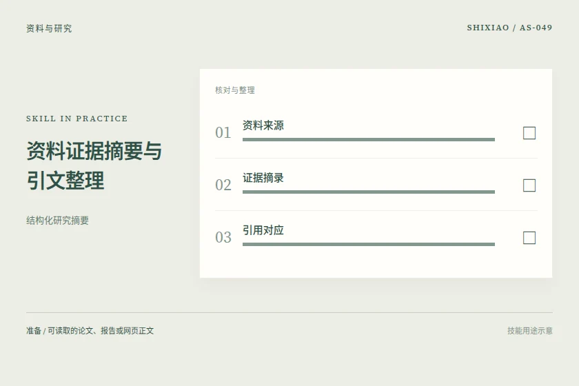 资料证据摘要与引文整理用途示意