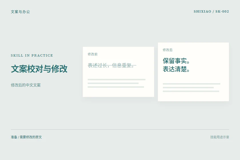 文案校对与修改用途示意