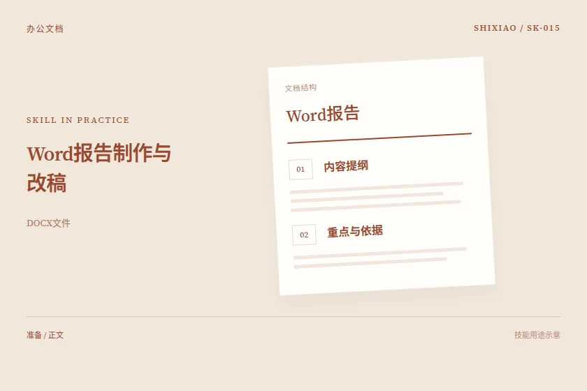 Word报告制作与改稿用途示意