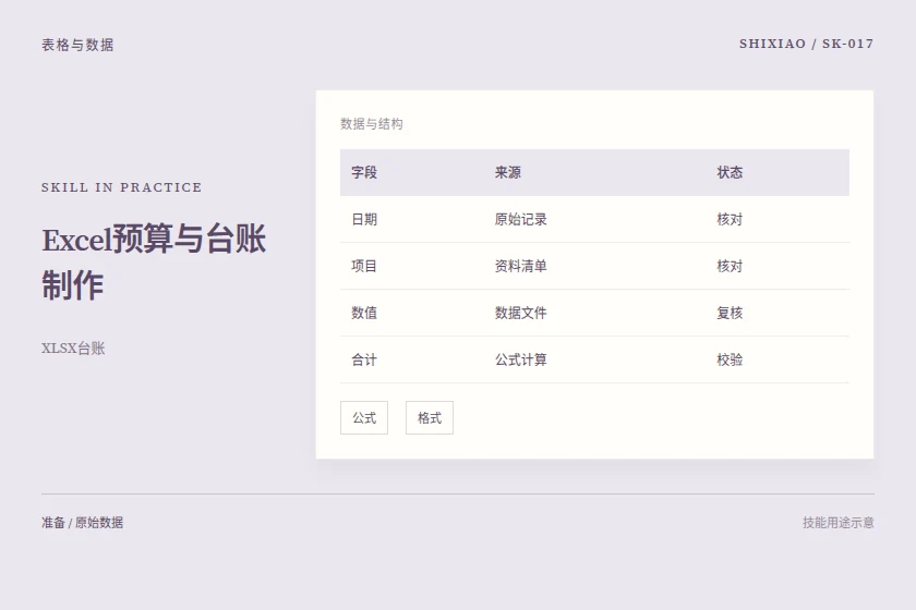 Excel预算与台账制作用途示意