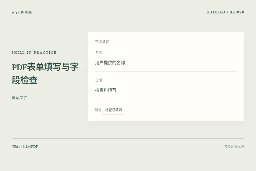 PDF表单填写与字段检查用途示意