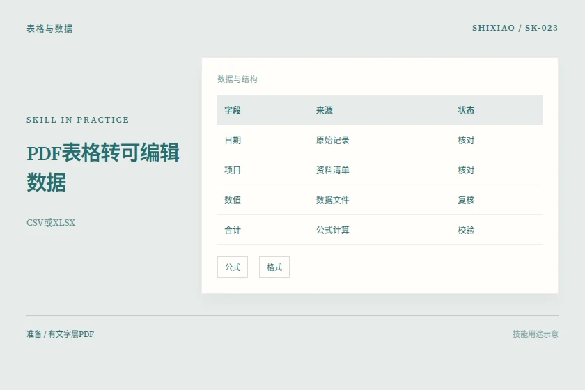 PDF表格转可编辑数据用途示意