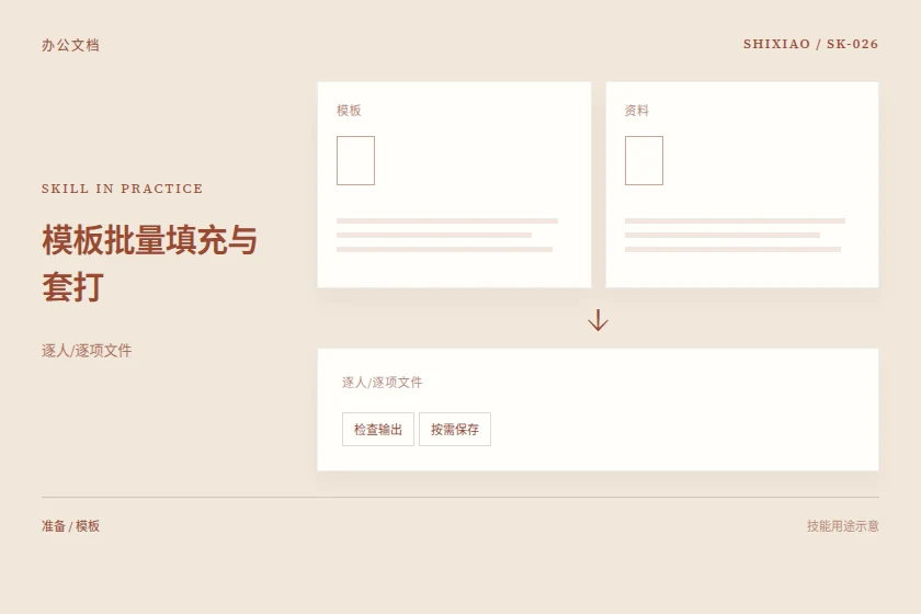 模板批量填充与套打用途示意